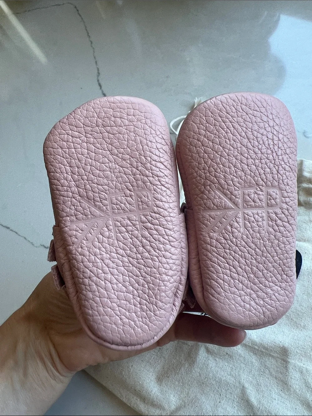 Freshly Picked Blush Pink Leather Zion Fringe Baby Moccasins